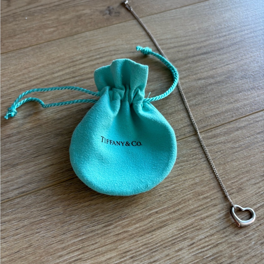 Tiffany & Co. Silver Heart Necklace with Blue Pouch